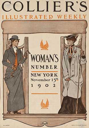 科利尔这是《画报周刊》。女人s号，纽约，1902年11月15日。`Colliers illustrated weekly. Womans number, New York, November 15th, 1902. (1902) by Edward Penfield