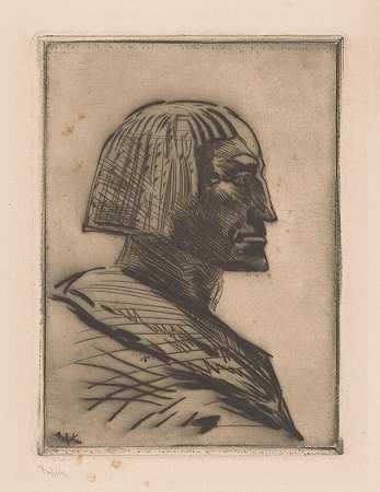 埃及男子肖像`Portret van een Egyptische man (1878 ~ 1943) by Willem van Konijnenburg
