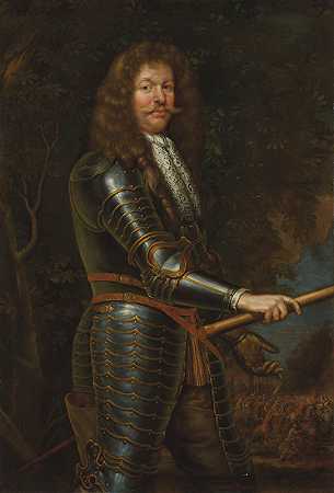 盔甲男子的肖像`Portrait of a man in armour by Circle of John Michael Wright