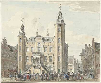 文洛市政厅`Het stadhuis van Venlo (1741) by Jan de Beijer