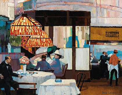 咖啡屋`Interiéur de cafe (ca. 1911) by Josse Goossens