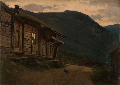 萨默纳特，塞特斯达尔`Sommernatt, Setesdal (1864) by Amaldus Nielsen