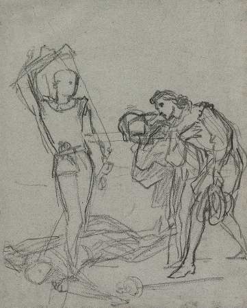 蒙面舞会后的决斗（recto）`Duel after the Masked Ball (recto) (c. 1857) by Thomas Couture