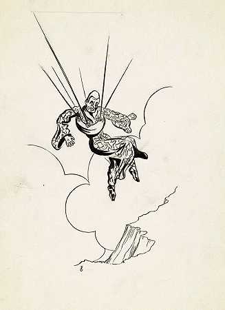 浮人跳伞`Zwevende man aan parachute (1934) by F. Ockerse