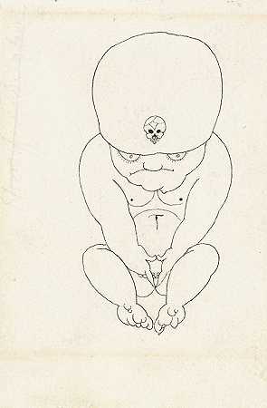 蜷缩的侏儒`Crouching Midget (1892~98) by Aubrey Vincent Beardsley