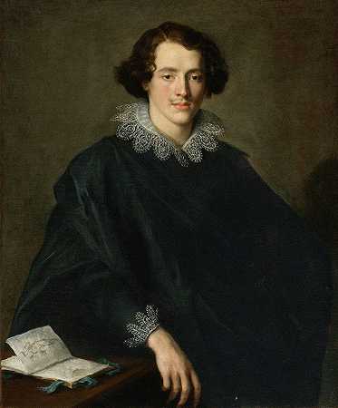 热那亚一幅年轻人的肖像画`Genoa Portrait Of A Young Man With A Sketchbook by Domenico Fiasella
