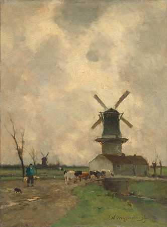 磨坊`The Mill (1870 ~ 1903) by Johan Hendrik Weissenbruch