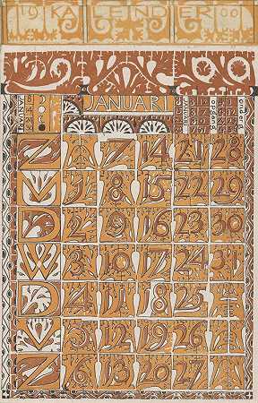 卡伦德1900`Kalender 1900 (1900) by Carel Adolph Lion Cachet