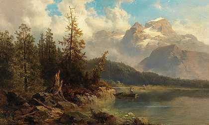 戈索湖和达克斯坦`Lake Gosau with the Dachstein by Josef Thoma