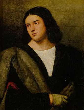 一位优雅年轻人的肖像`Portrait of an elegant young man by Bernardino Licinio