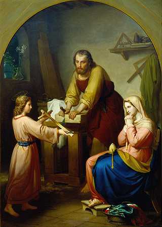 神圣的家庭`The Holy Family (1857) by Rafael Flores
