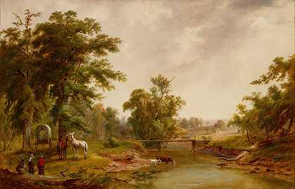 印第安纳波利斯的一幕`Scene in Indianapolis (1860s) by Jacob Cox