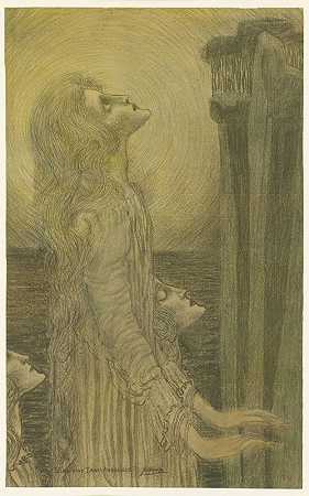 潘尼斯·安吉利克斯素描`Schets voor Panis Angelicus (1898) by Jan Toorop