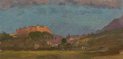 东起奥地利萨尔茨堡`Salzburg, Austria from the East (1868) by Frederic Edwin Church