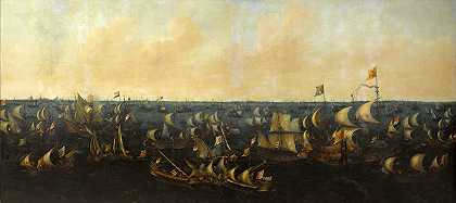 1573年10月6日，艾瑟梅尔号海战八十年的插曲战争`Naval Battle on the IJsselmeer, 6 October 1573; Episode from the Eighty Years War (1621) by Abraham de Verwer