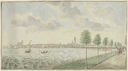 从河边看坎彭`Gezicht op Kampen van de rivierzijde (1770 ~ 1810) by Pieter Remmers