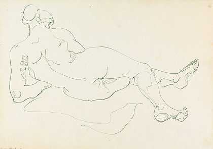 斜倚的女性形象`Reclining Female Figure (1910 ~ 1915) by Henri Gaudier-Brzeska