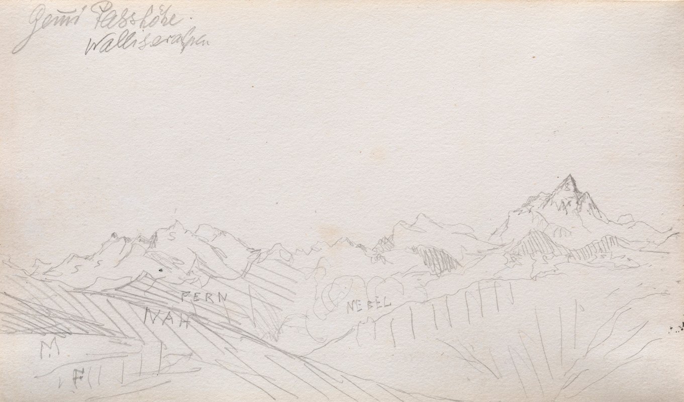 瓦莱斯阿尔卑斯山杰米山口`Gemmi Pass, Valais Alps (1895) by Paul Klee