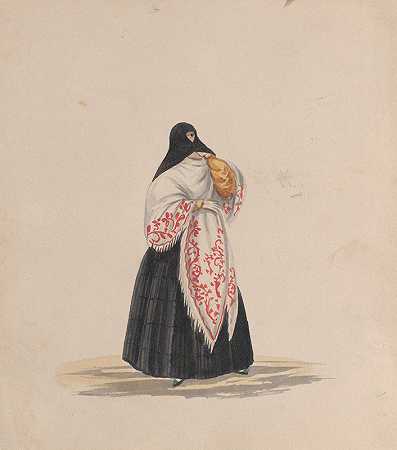 衣着优雅的女人`An elegantly dressed woman (ca. 1848) by Francisco Fierro