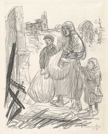 C在这里，在我们家！`Cest ici, chez nous! (1916) by Théophile Alexandre Steinlen