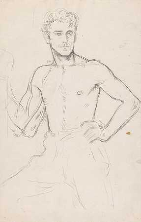 赤裸上身的阔腿男子2`Wijdbeens staande man met ontbloot bovenlichaam 2 (1878 ~ 1938) by Richard Nicolaüs Roland Holst