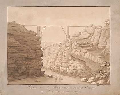 在特内里费奥罗塔瓦港的巴兰科·德·马尔蒂亚内斯（Barranco de Martianez）向南眺望`View in the Barranco de Martianez, Port Orotava, Tenerife, looking Southward (1820) by Alfred Diston