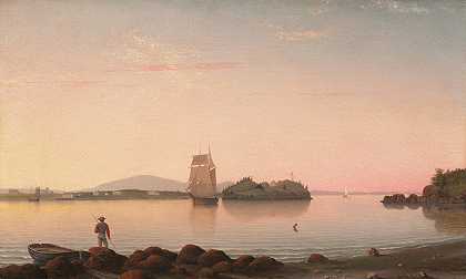 猫头鹰s Head，缅因州佩诺布斯科特湾`Owls Head, Penobscot Bay, Maine (1862) by Fitz Henry Lane