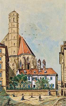 维也纳的Minorite教堂`Die Minoritenkirche in Wien by Emil Hütter