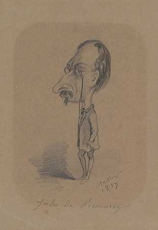 朱尔斯·德普雷马里漫画`Caricature of Jules de Prémaray (1859) by Hippolyte Mailly
