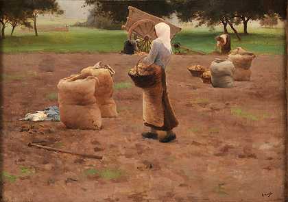 土豆的收获`La récolte des pommes de terre (before 1884) by Henry Lerolle