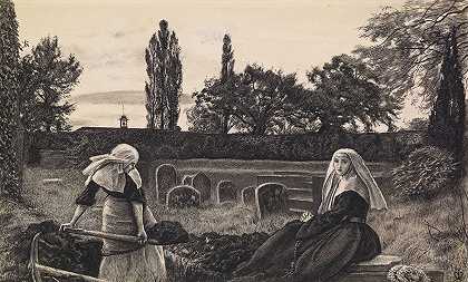 休息谷——已完成的研究`The Vale of Rest – Finished Study (1858) by Sir John Everett Millais