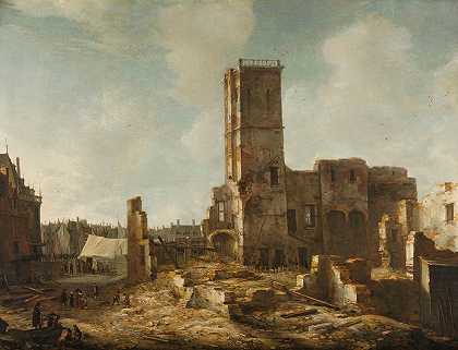 1652年7月7日大火后阿姆斯特丹旧市政厅的废墟`The Ruins of the Old Town Hall of Amsterdam after the Fire of 7 July 1652 (1652 ~ 1666) by Jan Abrahamsz. Beerstraten