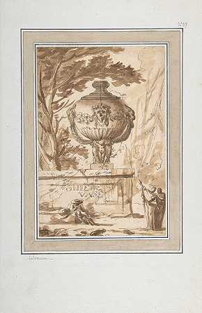 一套花瓶设计的头像`Frontispiece for a Suite of Vase Designs (mid~18th century) by Louis-Joseph Le Lorrain