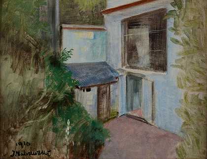 从一她自己的别墅`From Ones Own Villa (1910) by Jacek Malczewski
