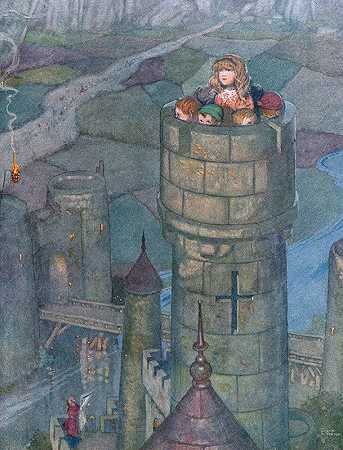 从望塔上仔细观察`Closely observed from the watch towers (1925) by William Heath Robinson