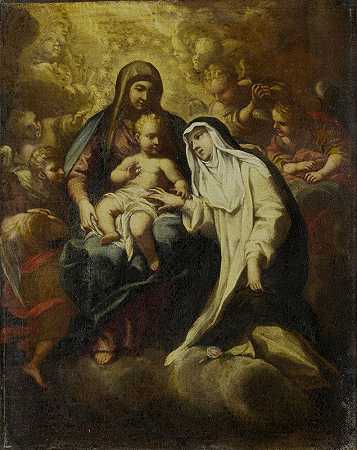 利马圣罗斯的神秘婚姻`The Mystic Marriage of St Rose of Lima (1666 ~ 1670) by Lazzaro Baldi