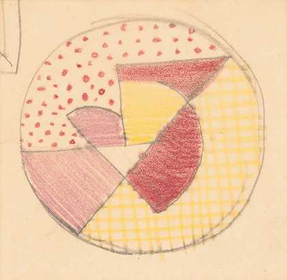 镶嵌桌面的各种小草图。]【圆形和几何图案设计】`Miscellaneous small sketches for inlaid table tops.] [Design with circular and geometric motif (1930) by Winold Reiss