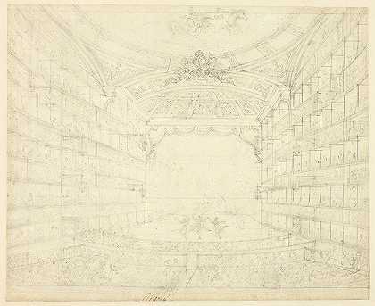 为歌剧院学习，来自伦敦的缩影`Study for Opera House, from Microcosm of London (c. 1809) by Augustus Charles Pugin