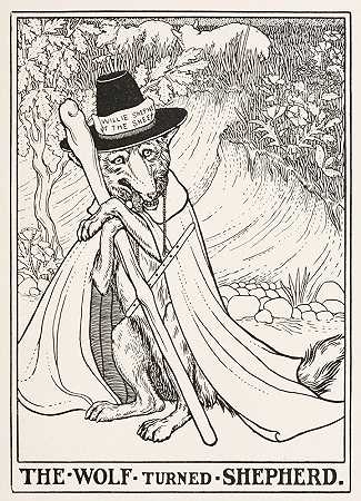 狼变成了牧羊人`The Wolf turned Shepherd (1900) by Percy J. Billinghurst