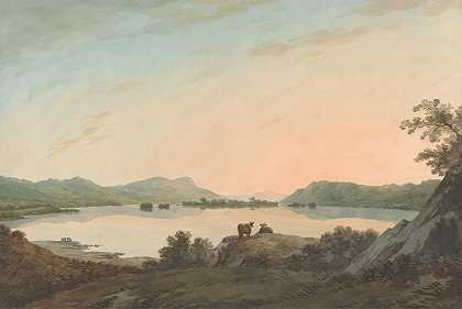 从卡尔加思到贝尔岛的温德米尔湖`Lake Windermere from Calgarth with Belle Isle (ca. 1790) by John Warwick Smith
