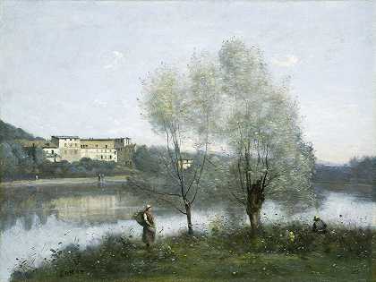 城市-阿夫雷`Ville~dAvray (c. 1865) by Jean-Baptiste-Camille Corot