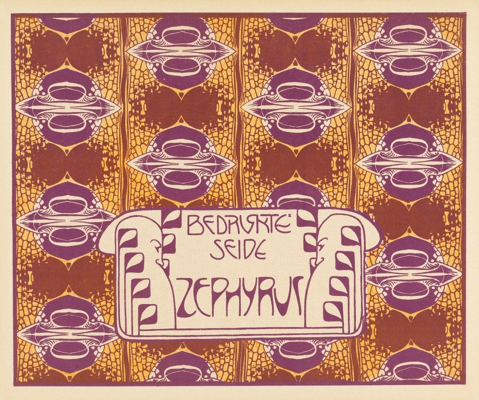 印花丝绸Zephyrus（Zephyrus印花丝绸）`Bedruckte Seide Zephyrus (Zephyrus Printed Silk) (1901) by Koloman Moser