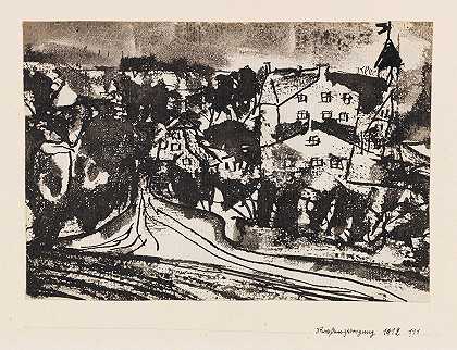 道路分支（土壤软化）`Straßenverzweigung (bei aufgeweichtem Boden) (1912) by Paul Klee
