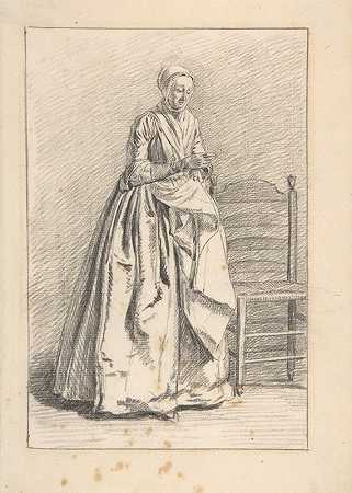 站在椅子旁边的女人`A Woman Standing next to a Chair by Nicolaas Muys