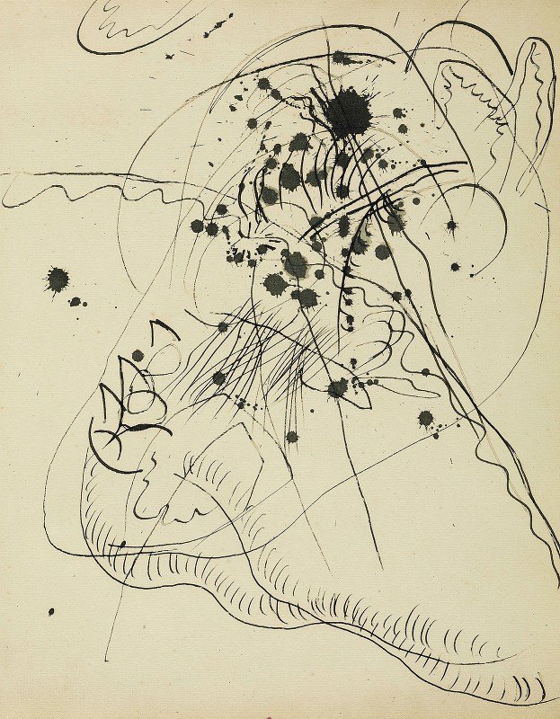 039之后的图纸蓝斑`Drawing after Blauer Fleck (1913) by Wassily Kandinsky