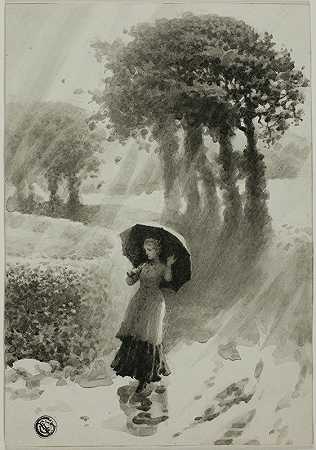 夏雨`Summer Shower (1875~99) by Alfred Sacheverel Coke