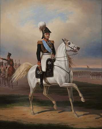 帕斯基维茨先生的马术肖像`Equestrian portrait of Mr. Paskiewicz (circa 1841) by January Suchodolski