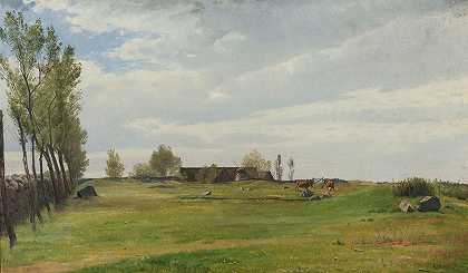 博恩霍尔米什围场`A bornholmish paddock (1871) by Otto Haslund