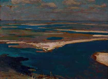 蓝色的第聂伯河`The Dnieper River in Blue (1904) by Jan Stanislawski