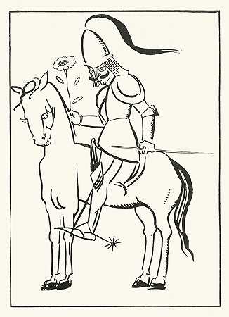 骑在一匹大马上的骑士`A cavalier mounted on a large steed (1920) by Jean de Bosschère